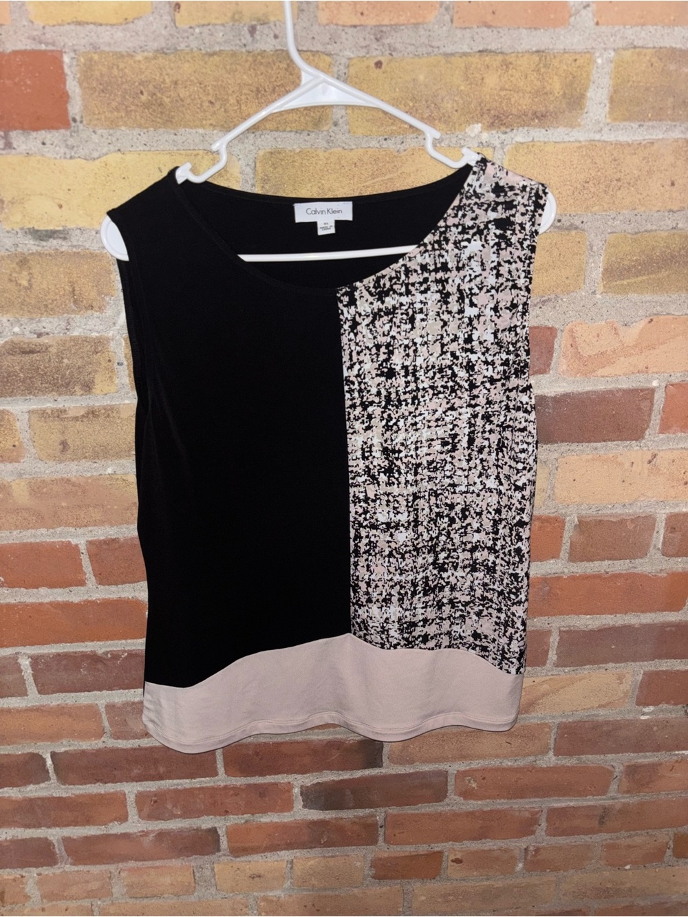 Calvin Klein Black and Blush Colorblock Sleeveless Tank